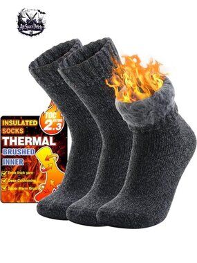 3 Pairs Thermal Socks Men Women Winter Ski Thick Boot Insulated Warm
